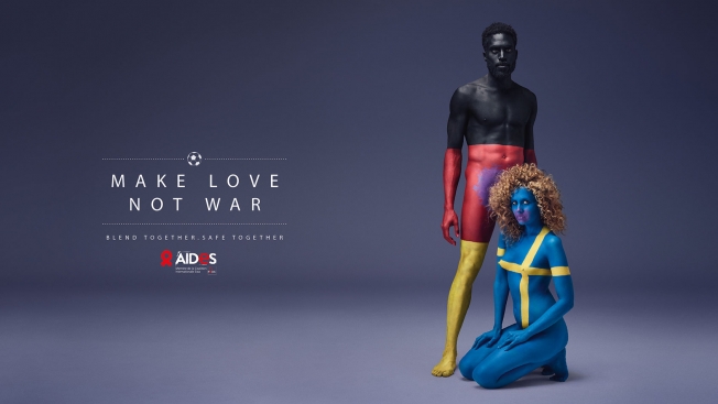 Campanha contra a aids tirou a roupa e pinto corpos de modelos